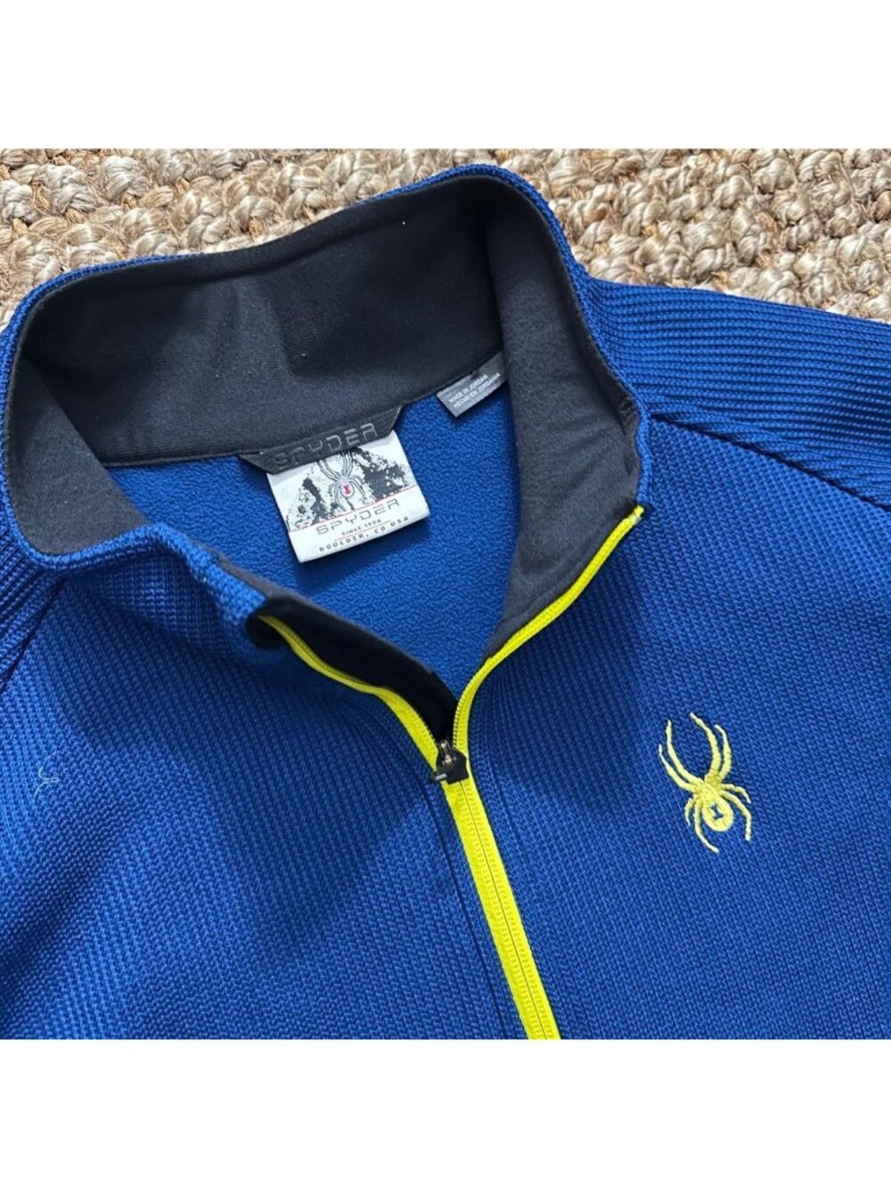 Spyder Quarter Zip Pullover Black Blue Yellow 2XL Mens